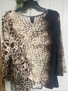 CLARA SUNWOO Brown and Cream Animal Print Long Sleeve Top